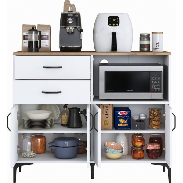 Meuble de cuisine Jericho 166 - Blanc/noyer Meuble de cuisine Jericho 166 - Blanc/noyer