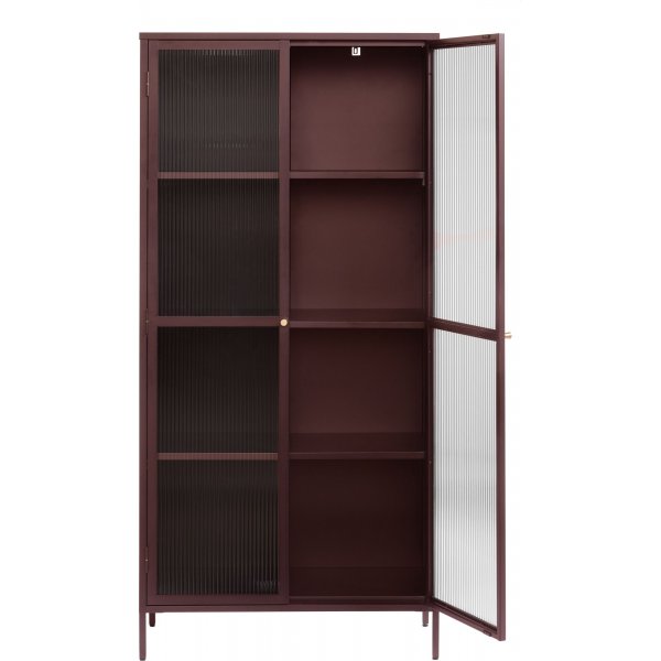 Armoire Dobb en métal bordeaux avec portes vitrées H190 cm Armoire Dobb en métal bordeaux avec portes vitrées H190 cm