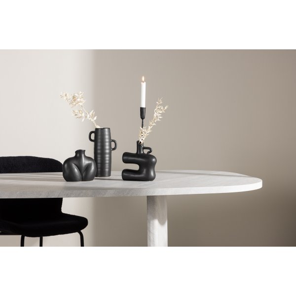 Grnvik matbord 220 x 100 cm - Vit/gr marmor