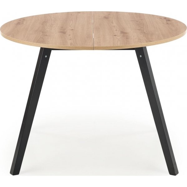 Table  manger ronde extensible Caliss 102-142 cm - Chne artisanal/noir