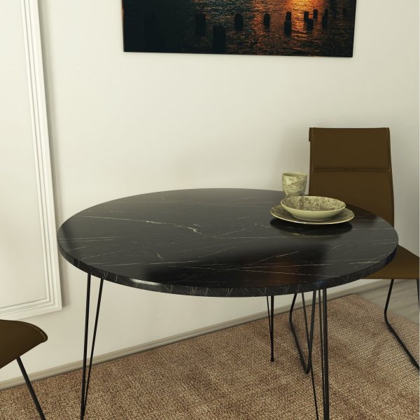 Table  manger Sandalf 90 cm - Marbre noir