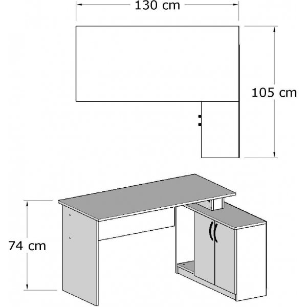 Basta hrnskrivbord 130x105 cm - Vit
