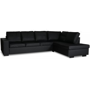 Solna soffa i läder öppet avslut 3A - Svart bonded leather + Möbelvårdskit för textilier