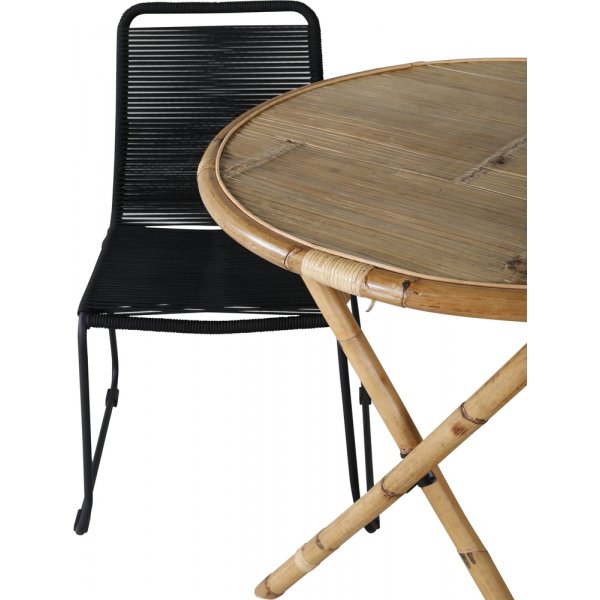 Cane utematgrupp med 2 st Lindos stolar - Svart/Natur