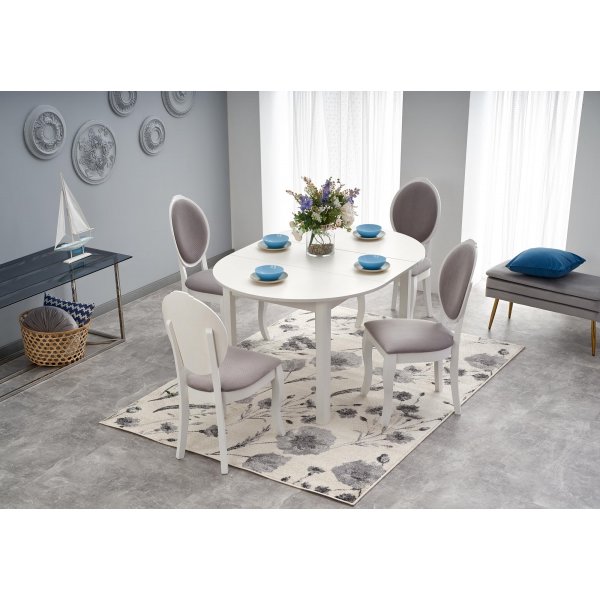 Matbord vitt förlängningsbart 102-142 cm + Möbeltassar Matbord vitt förlängningsbart 102-142 cm + Möbeltassar