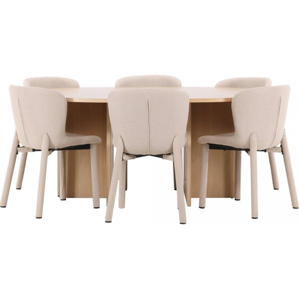 Matbord Strada med 6 st Astoria stolar - Beige/whitewash + 6.00 x Stolsdyna Matbord Strada med 6 st Astoria stolar - Beige/whitewash + 6.00 x Stolsdyna