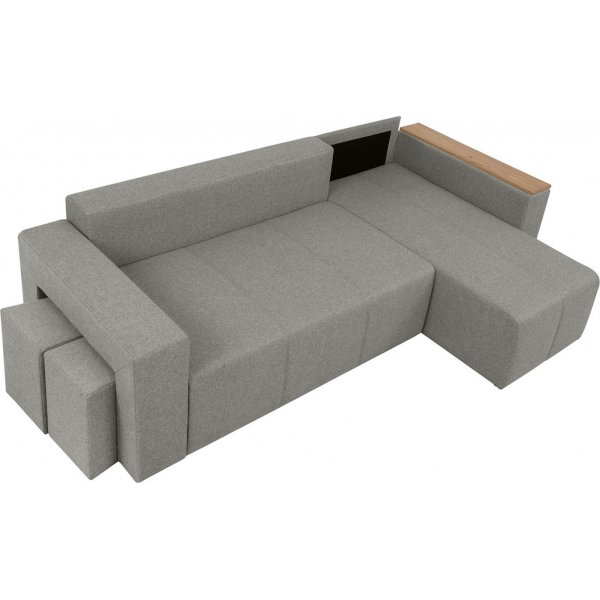 Canapé-lit Denvo divan avec poufs - Gris Canapé-lit Denvo divan avec poufs - Gris