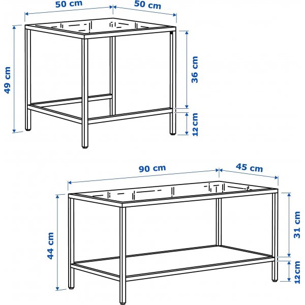 Table de travail Sevay 50/90 x 50/45 cm - Noir