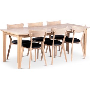 Kivik eettafel 160-210x90 cm met 6 Eksj stoelen