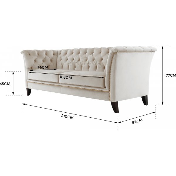 Soffa 3-sits Chesterfield beige - Milton + Textilrengöring för möbler Soffa 3-sits Chesterfield beige - Milton + Textilrengöring för möbler