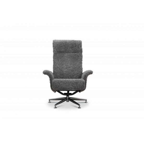 Reclinerftlj med fotpall i kta frskinn ek/grafitgr - Ulla