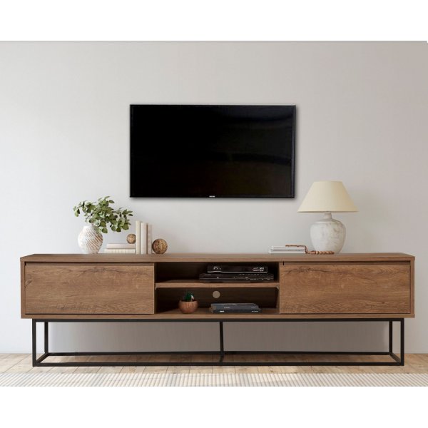 Rodez TV-bänk 180 cm - Valnöt/svart Rodez TV-bänk 180 cm - Valnöt/svart