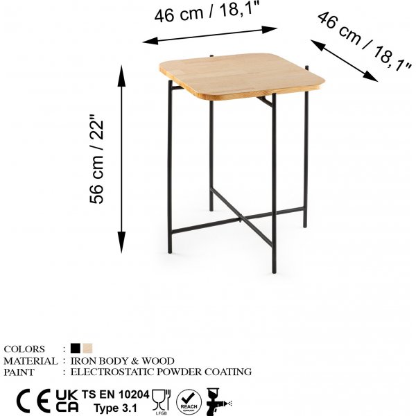 Vela 5 bijzettafel - Zwart/beige