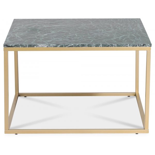 Accent soffbord i grön marmor 75x75 cm med matt mässings underrede Accent soffbord i grön marmor 75x75 cm med matt mässings underrede