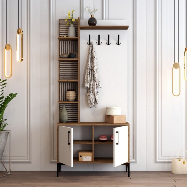 Viyana hallmbel 90 cm - Valnt/vit