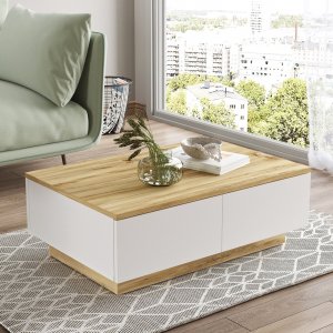 Table basse Luvio 17, 90x60 cm - Chne/blanc