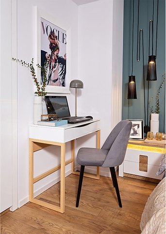 Table console Pori 85 x 40 cm - Blanc/chne