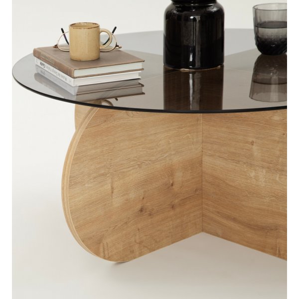 Bubbel soffbord 75 cm - Safir ek/rkglas