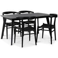 Sunda matgrupp: Oliver matbord HPL + 4 st Berit matstolar svart / svart repsits Sunda matgrupp: Oliver matbord HPL + 4 st Berit matstolar svart / svart repsits