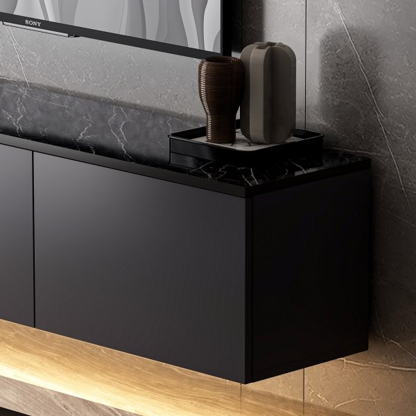 Meuble TV Neon avec clairage LED - Anthracite