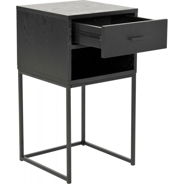 Domino sngbord med hylla - Svart askfaner