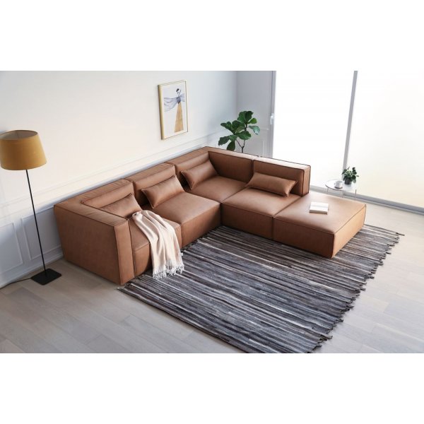 Nees modulsoffa i cognac (sammet) combo 3