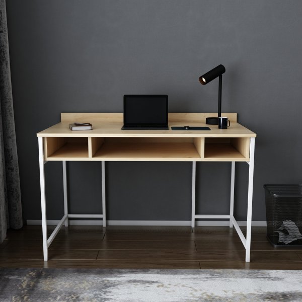 Bureau Alma 120 x 60 cm - Blanc/chêne Bureau Alma 120 x 60 cm - Blanc/chêne