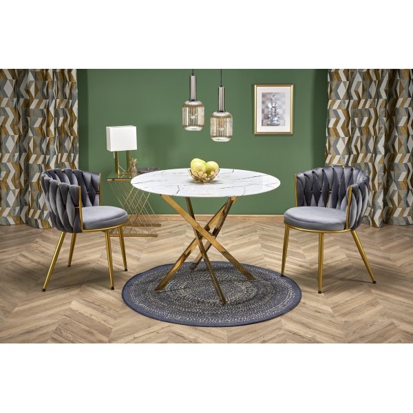 Raymond matbord Ø100 cm - Vit marmor/guld Raymond matbord Ø100 cm - Vit marmor/guld