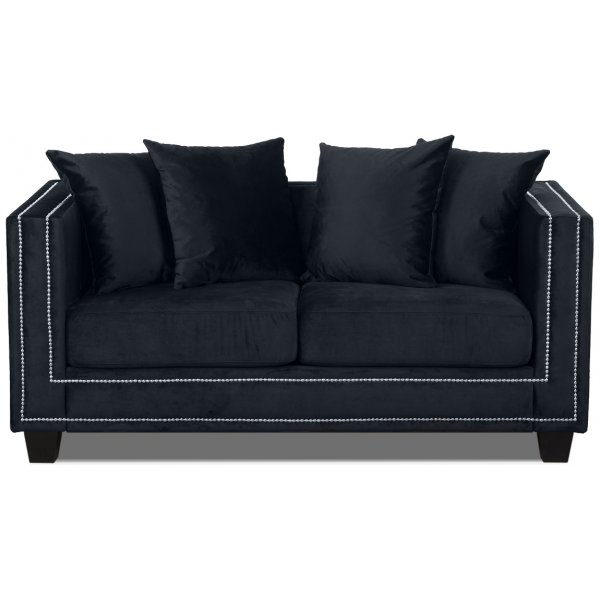 Tempel 2-sits soffa med nitar - Svart sammet