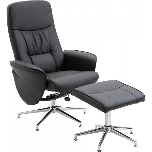 Fauteuil inclinable Julius avec repose-pieds - PU noir Fauteuil inclinable Julius avec repose-pieds - PU noir