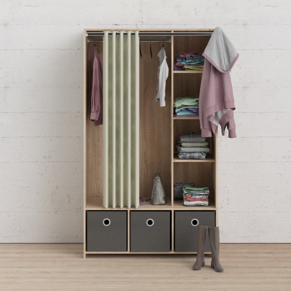 Lola garderob - Ek/beige/grå Lola garderob - Ek/beige/grå