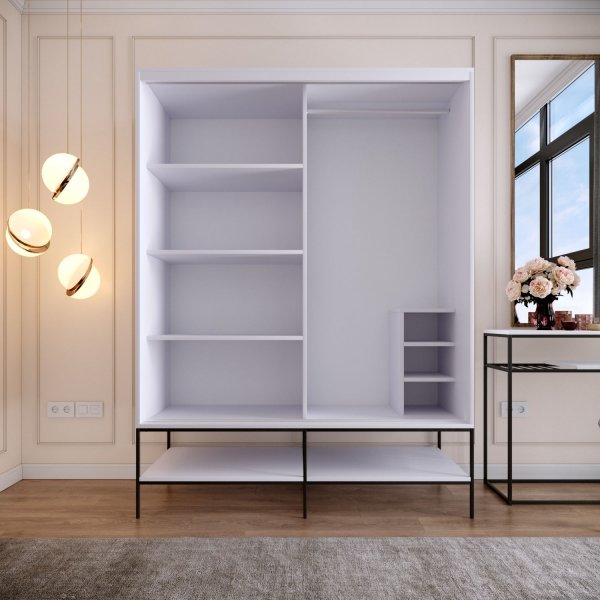 Armoire Martin 150 cm - Marbre blanc/or Armoire Martin 150 cm - Marbre blanc/or