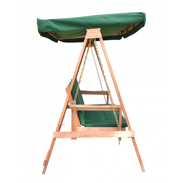 Fällbar hammock i trä med grönt tak Fällbar hammock i trä med grönt tak