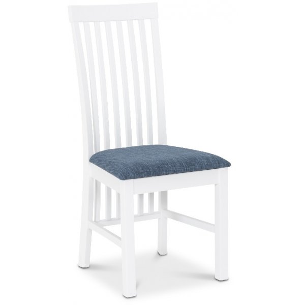 Skagen matgrupp - 180 cm Bord inklusive 6 st Herrgrd Vind stolar med bl sits - Vit/Ekbets