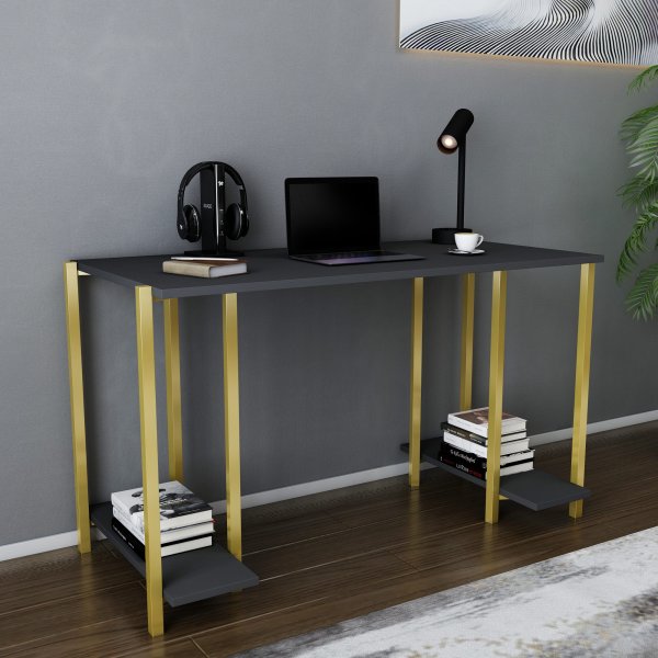 Bureau Academy 125,2 x 60 cm - Or/anthracite Bureau Academy 125,2 x 60 cm - Or/anthracite