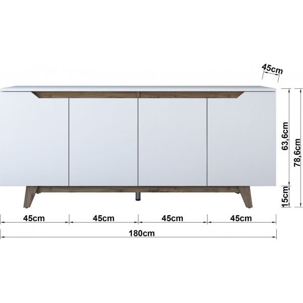Grande dressoir - Wit/walnoot