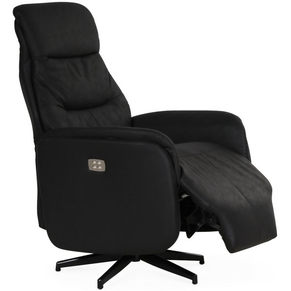 Comfort Saga (el) reclinerfåtölj med inbyggt fotstöd - Svart ecoläder Comfort Saga (el) reclinerfåtölj med inbyggt fotstöd - Svart ecoläder