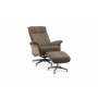 Reclinerftlj med fotpall i kta frskinn ek/mrkbeige - Ulla + Flckborttagare fr mbler