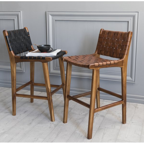 Porto barstol - Svart / Teak