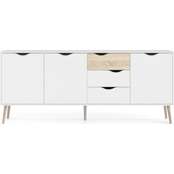 Buffet Oslo avec 3 armoires et 3 tiroirs - Blanc/chne