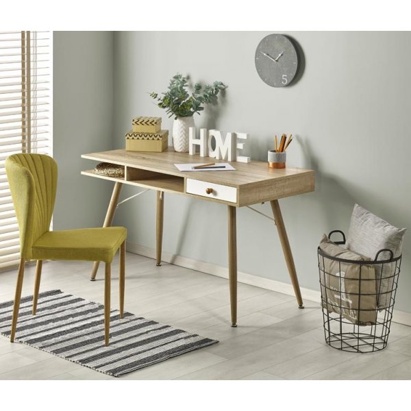 Miriam skrivbord med lda - Ljus ek / Vit