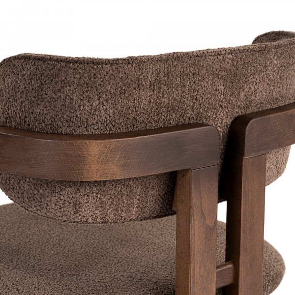 Karmstol Torpin i brun chenille och m�rk valn�t