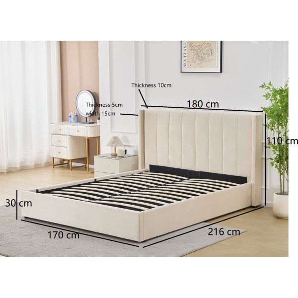 Sängram med förvaring inklusive sänggavel 160 x 200 cm beige - Bianca Sängram med förvaring inklusive sänggavel 160 x 200 cm beige - Bianca