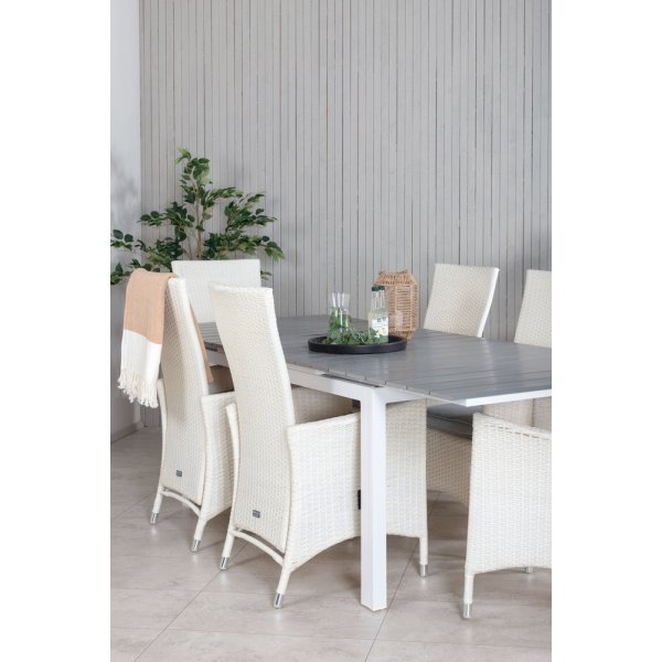 Levels utematgrupp med 6 st Padova stolar - Gr/Vit