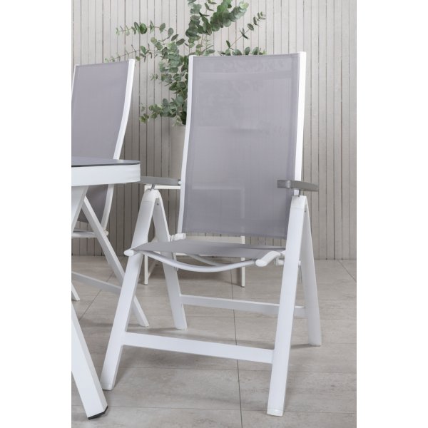 Virya utematgrupp med 6 st Albany stolar - Grå/Vit Virya utematgrupp med 6 st Albany stolar - Grå/Vit