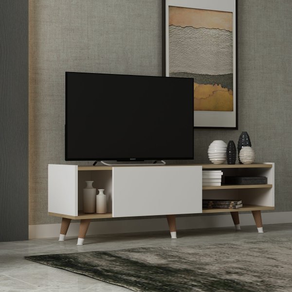 Crassia TV-bänk - Safir ek/vit Crassia TV-bänk - Safir ek/vit