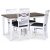 Skagen matgrupp; klassiskt matbord 140x90 cm - Vit / brunoljad ek med 4 st Skagen stolar (Kryss i ryggen) med grå tygsits