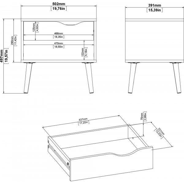 Oslo sängbord - Vit/svart Oslo sängbord - Vit/svart