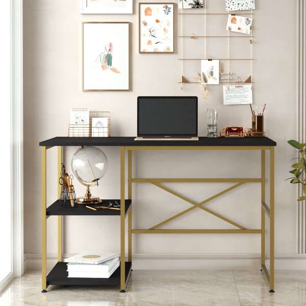 Voyage skrivbord 23, 120 x 60 cm - Svart/guld Voyage skrivbord 23, 120 x 60 cm - Svart/guld