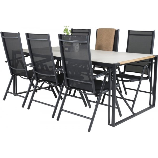 Texas utematgrupp med 6 st Break stolar - Svart/Gr/Natur